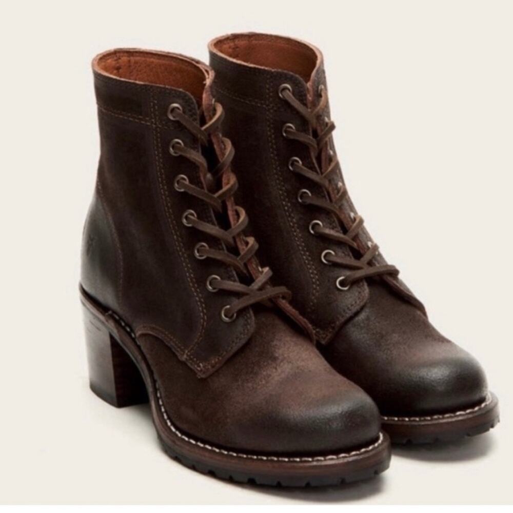 Frye Sabrina 6G Brown Lace Up Boot Size 9